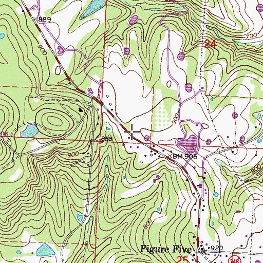 Topographic Map of Butterfield District 5 Volunteer Fire Department Figure Five, AR