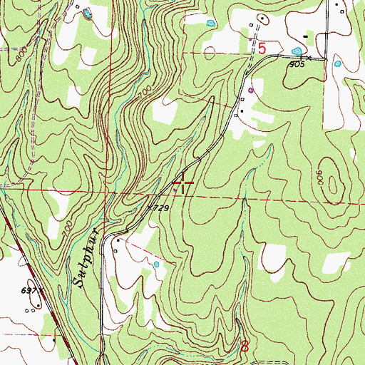 Topographic Map of Butterfield District 5 Volunteer Fire Department Shiloh, AR