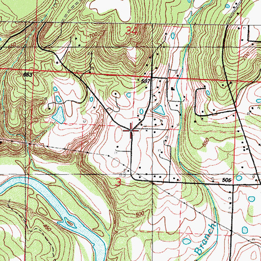 Topographic Map of Butterfield District 5 Volunteer Fire Department Station 43, AR