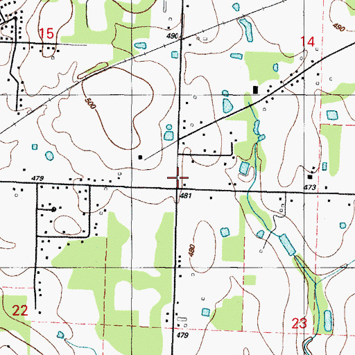 Topographic Map of Rural Fire District 6 Station 1, AR
