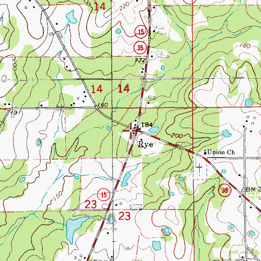 Topographic Map of Rye Volunteer Fire Department, AR