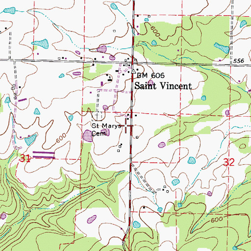 Topographic Map of Saint Vincent Fire Station, AR