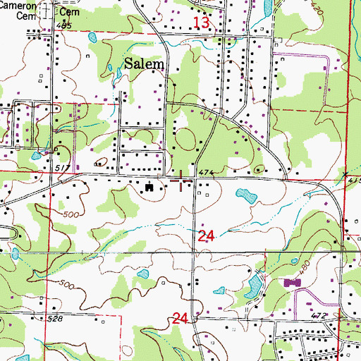 Topographic Map of Salem Fire Department Station 1, AR