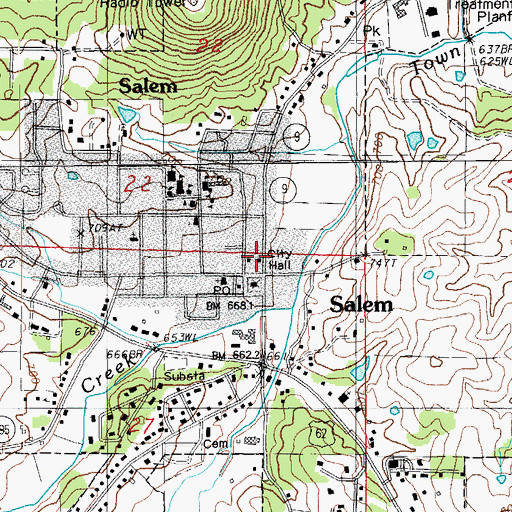 Topographic Map of Salem Volunteer Fire Department, AR