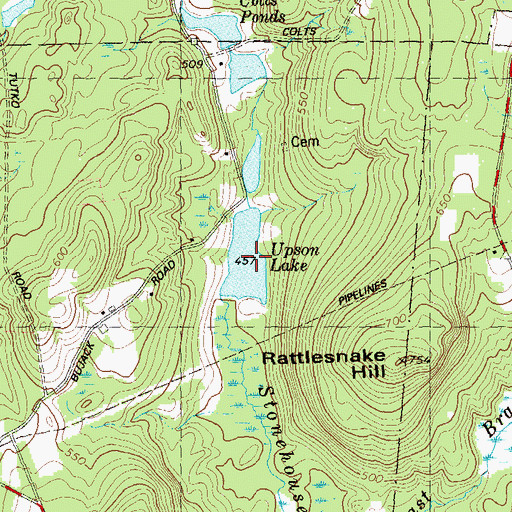 Topographic Map of Upson Lake, CT