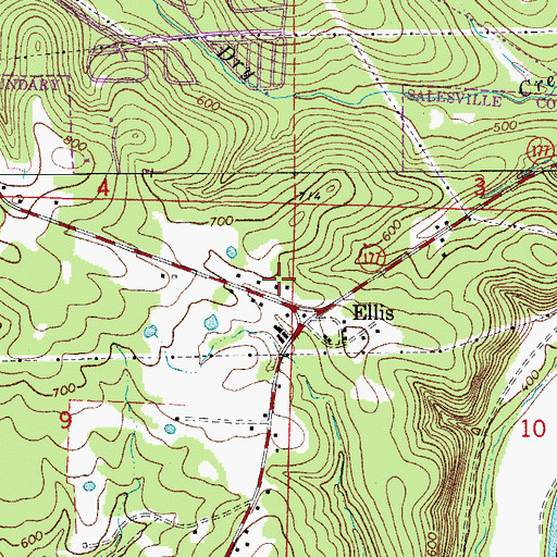 Topographic Map of Salesville Volunteer Fire Department, AR