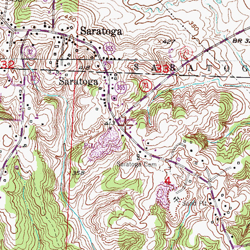 Topographic Map of Saratoga Volunteer Fire Department, AR