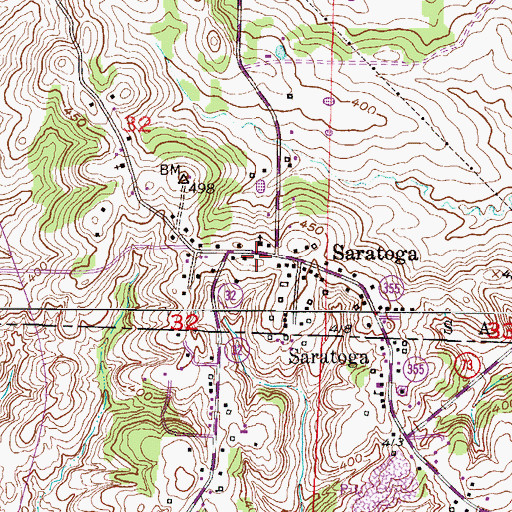 Topographic Map of Saratoga Volunteer Fire Department, AR