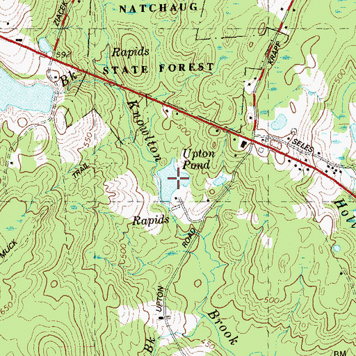 Topographic Map of Upton Pond, CT