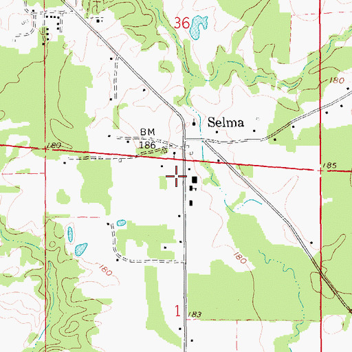 Topographic Map of Selma Volunteer Fire Department, AR