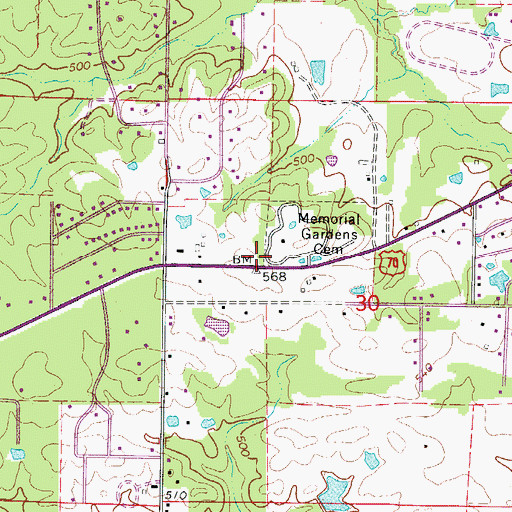 Topographic Map of Seventy West Fire Department Station 2, AR