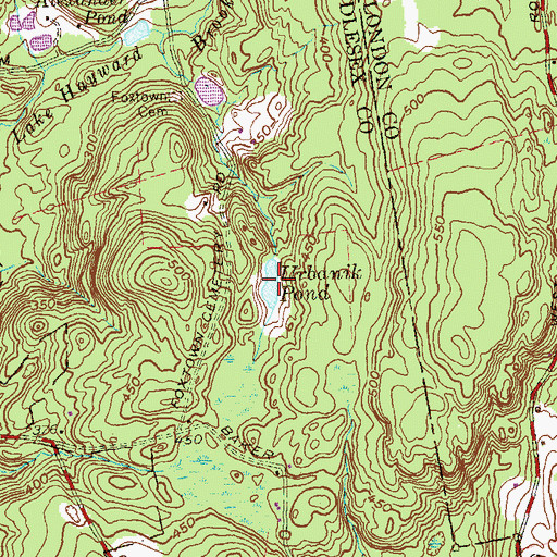 Topographic Map of Urbanik Pond, CT