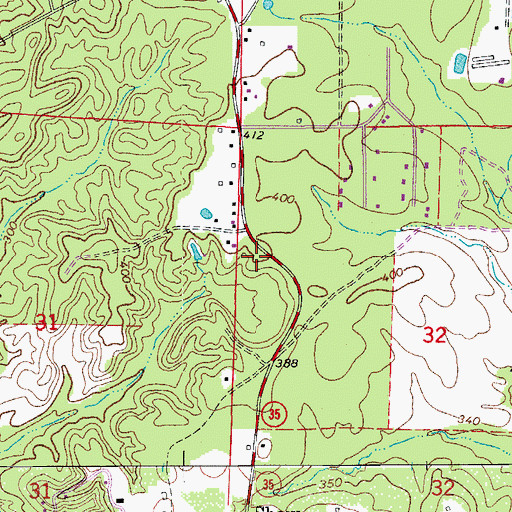 Topographic Map of Shaw Volunteer Fire Department, AR