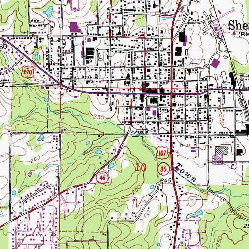 Topographic Map of Sheridan Volunteer Fire Station, AR