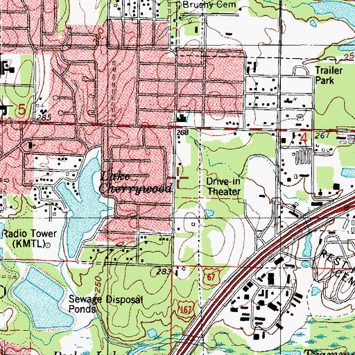 Topographic Map of Sherwood Fire Station 1, AR