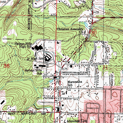 Topographic Map of Sherwood Fire Department Station 2, AR