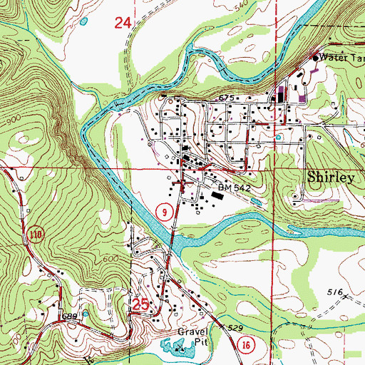 Topographic Map of Shirley Fire Department Station 1, AR