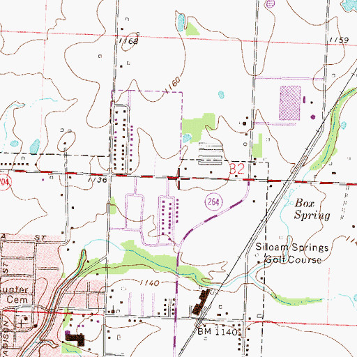 Topographic Map of Siloam Springs Fire Department Station 1 Headquarters, AR