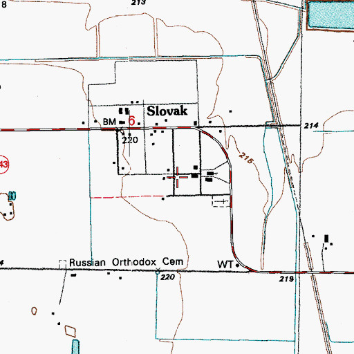 Topographic Map of Slovak Volunteer Fire Department, AR