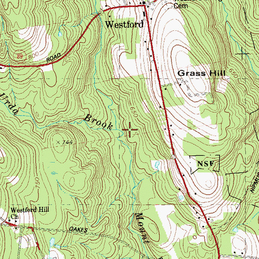 Topographic Map of Urda Brook, CT