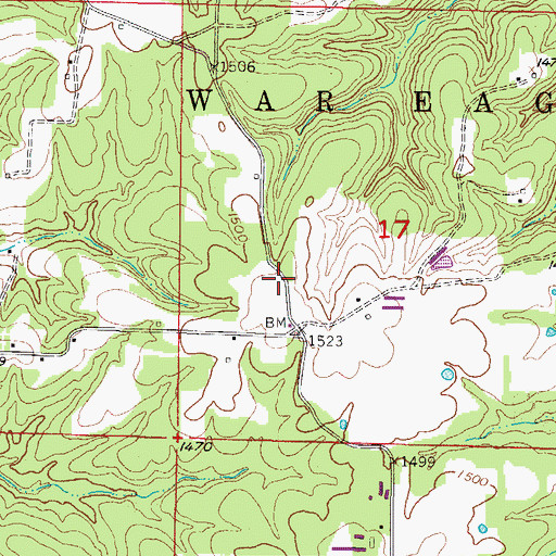 Topographic Map of Smyrna Volunteer Fire Department, AR