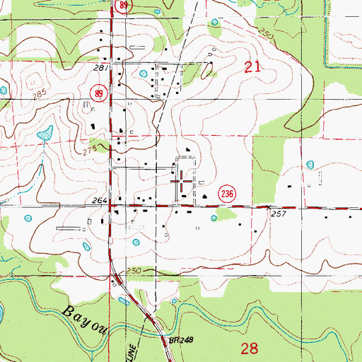 Topographic Map of South Bend Fire Department Station 3, AR