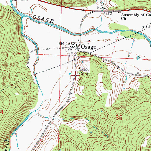 Topographic Map of South Carroll County Volunteer Fire Department Substation, AR