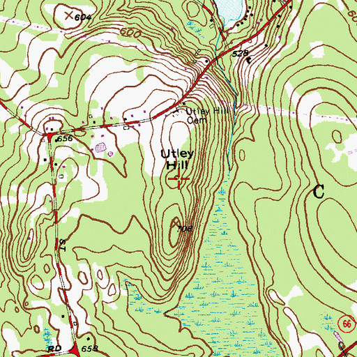 Topographic Map of Utley Hill, CT