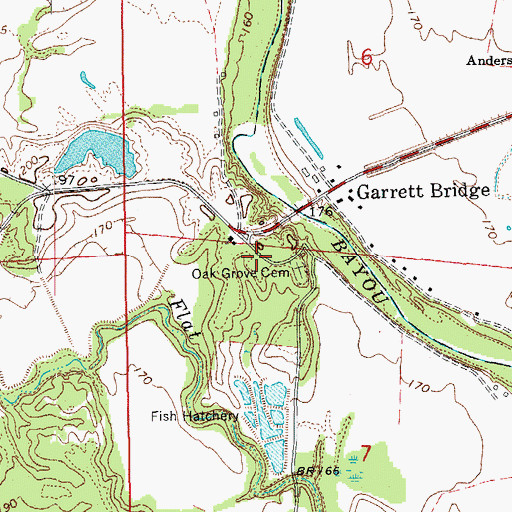Topographic Map of Southeast Lincoln County Fire Department, AR