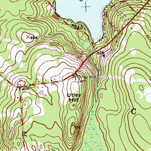 Topographic Map of Utley Hill Cemetery, CT