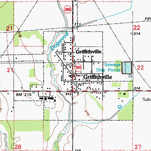 Topographic Map of Southeast White County Volunteer Fire Station, AR
