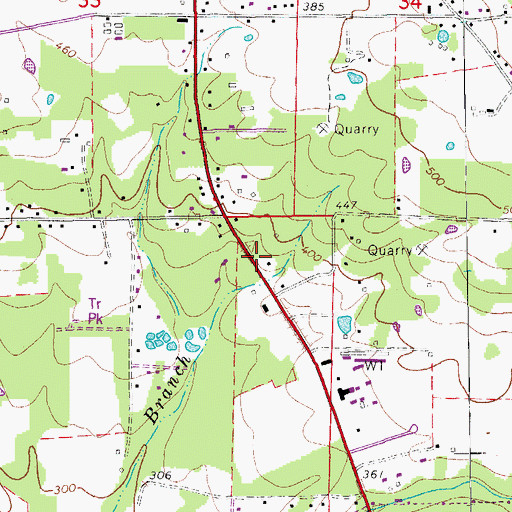 Topographic Map of Southside Fire Station 1, AR