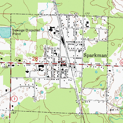 Topographic Map of Sparkman Fire Department, AR