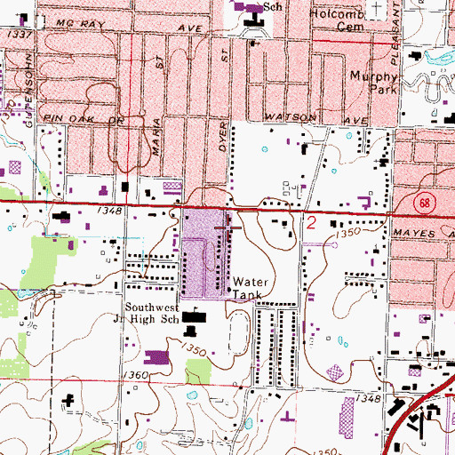 Topographic Map of Springdale Fire Department Station 2, AR