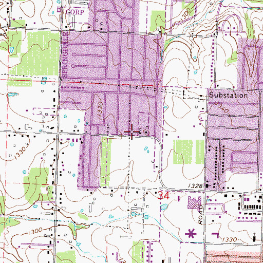 Topographic Map of Springdale Fire Department Station 4, AR