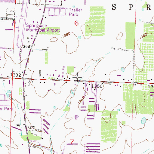 Topographic Map of Springdale Fire Department Station 5, AR