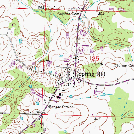 Topographic Map of Springhill Volunteer Fire Department, AR