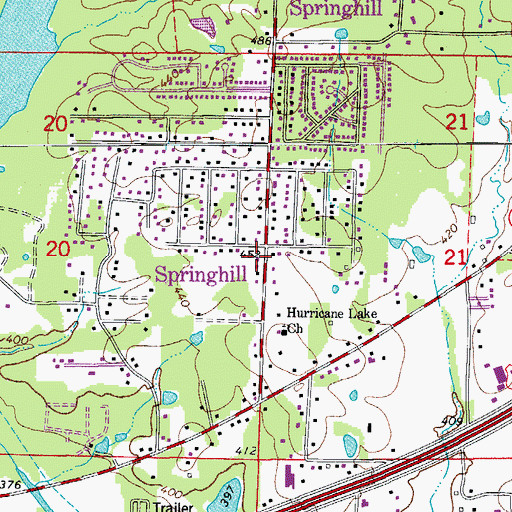 Topographic Map of Springhill Volunteer Fire Department, AR