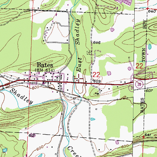 Topographic Map of State Line Bates Volunteer Fire Department, AR
