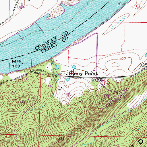 Topographic Map of Stony Point Volunteer Fire Station, AR