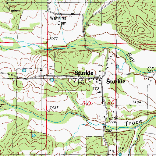 Topographic Map of Sturkie Volunteer Fire Department, AR