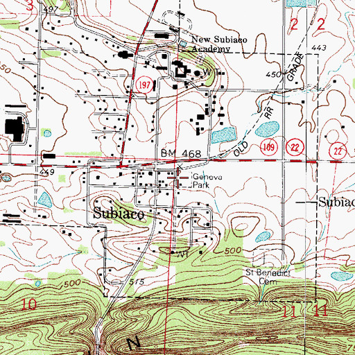 Topographic Map of Subiaco / Crossroads Fire Department Station 2, AR