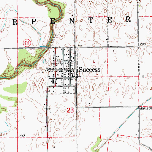 Topographic Map of Success Volunteer Fire Department, AR