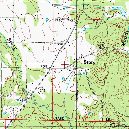 Topographic Map of Sulphur Laverna Volunteer Fire Department Station 2, AR