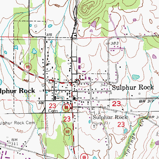 Topographic Map of Sulphur Rock Fire Station, AR
