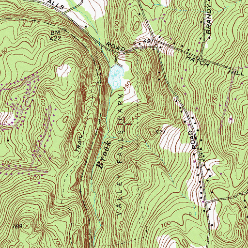 Topographic Map of Valley Falls Park, CT