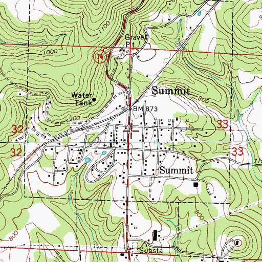 Topographic Map of Summitt Volunteer Fire Department, AR