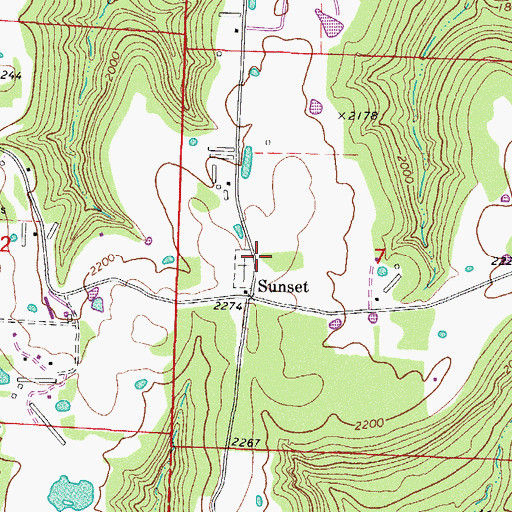 Topographic Map of Sunset Volunteer Fire Department, AR