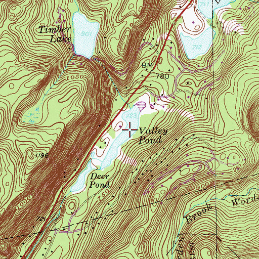Topographic Map of Valley Pond, CT