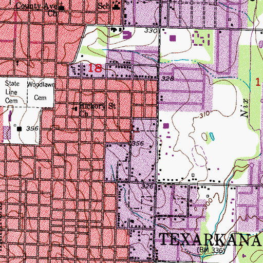 Topographic Map of Texarkana Fire Department Station 2, AR